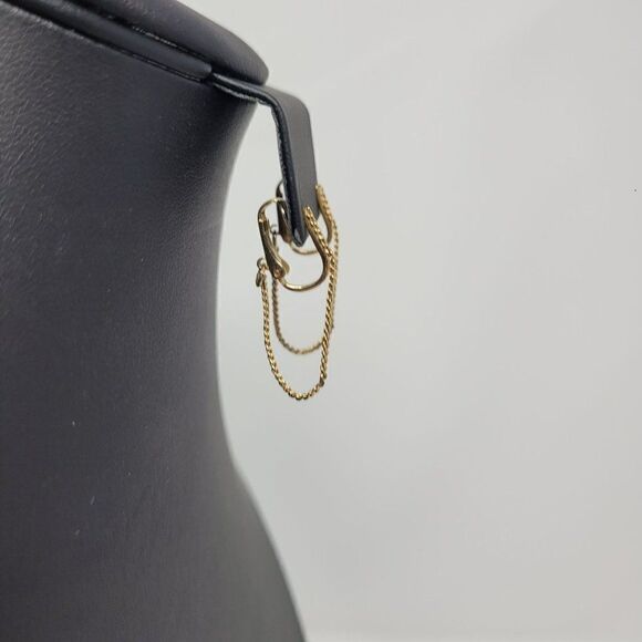 Vintage Sarah Coventry Signed Chain Hoop Drop Clip On Earrings Gold Tone Dainty - Picture 5 of 8